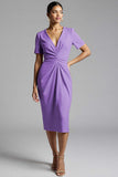 Robe de travail midi fourreau froncé champagne simple