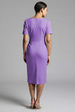 Robe de travail midi fourreau froncé champagne simple
