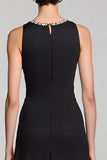 Robe longue de travail noire perlée A Line