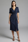 Robe de travail froncée Shesth bleu marine avec fente