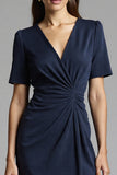 Robe de travail froncée Shesth bleu marine avec fente