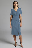 Robe de travail froncée Shesth bleu marine avec fente