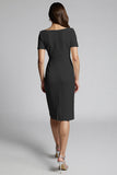 Robe de travail midi froncée champagne perlée