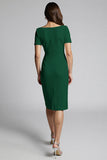 Robe de travail midi froncée champagne perlée