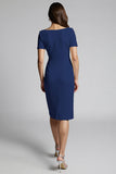 Robe de travail midi froncée champagne perlée