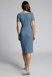 Robe de travail midi froncée champagne perlée