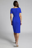 Robe de travail midi froncée champagne perlée