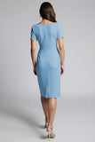 Robe de travail midi froncée champagne perlée