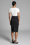 Robe de travail asymétrique noire froncée avec fente