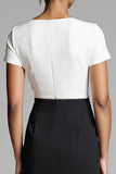 Robe de travail asymétrique noire froncée avec fente