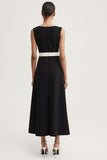 Noir et blanc Robe longue de travail en satin