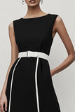 Noir et blanc Robe longue de travail en satin