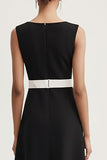 Noir et blanc Robe longue de travail en satin