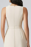 Robe blazer de travail midi en satin champagne à col en V