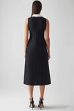 Robe de travail midi à col fourreau en satin noir et blanc