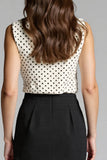 Robe de travail midi moulante en satin à pois noir et blanc