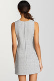 Robe de travail courte moulante grise à col en V