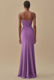 Robe longue formelle froncée sans bretelles noire avec fente