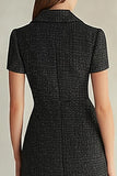 Robe de travail noire à col haut à simple boutonnage