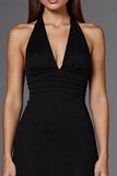 A Line Halter Robe longue formelle noire sans manches
