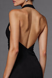 A Line Halter Robe longue formelle noire sans manches