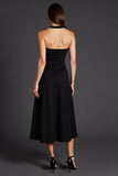 A Line Halter Robe formelle midi noire avec fente