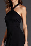 A Line Halter Robe formelle midi noire avec fente