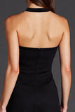 A Line Halter Robe formelle midi noire avec fente