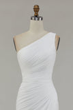 Mousseline de soie ivoire une épaule Maxi gaine plage robe de fiançailles avec fente
