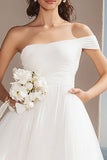 Organza à une épaule ivoire Une ligne Robe de dîner de répétition asymétrique