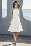 Robe de douche nuptiale courte en satin ivoire simple