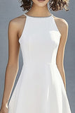 Robe de douche nuptiale courte en satin ivoire simple