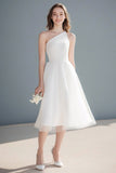 Robe de célibataire midi en organza ivoire à une épaule