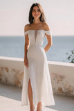 Robe de dîner maxi de répétition à paillettes ivoire scintillante avec fente