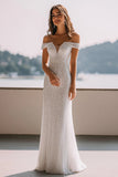 Robe de réception de mariage maxi sirène ivoire scintillante à paillettes