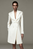 Robe blazer courte châle ivoire scintillant à revers