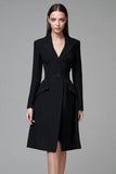 Robe blazer courte noire à manches longues à revers crantés