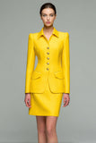 Jaune 2 pièces col col costumes d’affaires