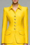 Jaune 2 pièces col col costumes d’affaires