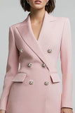 Robe blazer à double boutonnage en pointe crayon rose