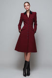 Col Col Bourgogne Midi Robe de travail en satin A Line