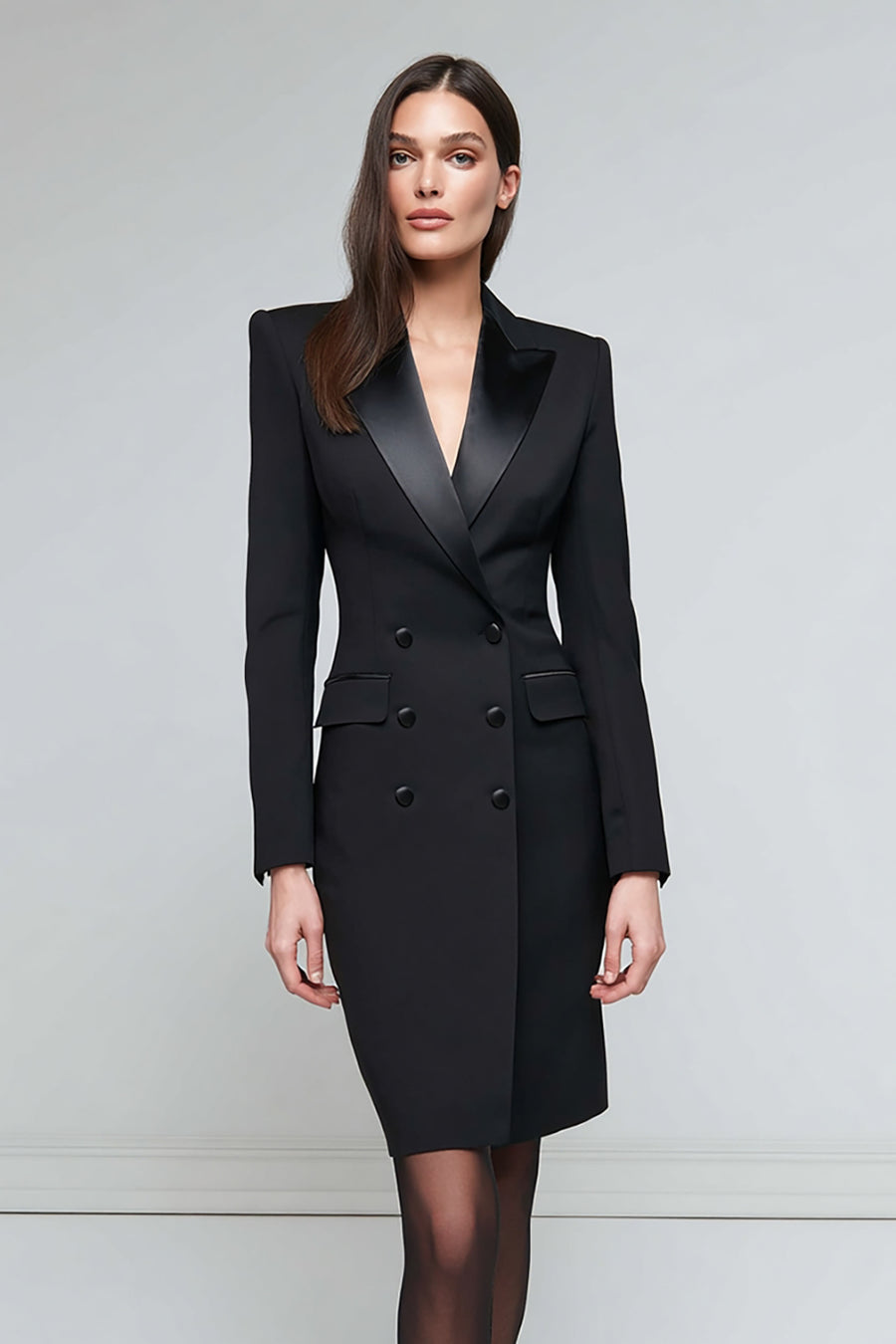 Tailleur Femme Grande Taille Mariage - Blazer Chic Élégant Noir Slim Fit Cérémonie