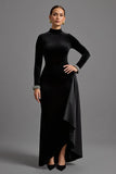 Robe formelle haute-basse en velours noir