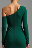 Robe formelle asymétrique vert foncé à une épaule