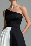 Noir Blanc Une Épaule Une Robe Formelle Ligne