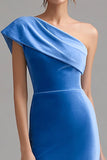 Robe formelle Vlevet bleue à une épaule avec fente