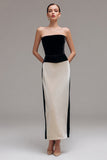 Robe formelle bustier fourreau champagne noir