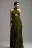 Dos nu Olive Mousseline de soie Une ligne plissée Robe formelle