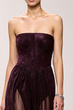 Robe de soirée longue sans bretelles café