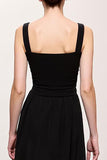 Robe de soirée longue à bretelles froncées fourreau noir